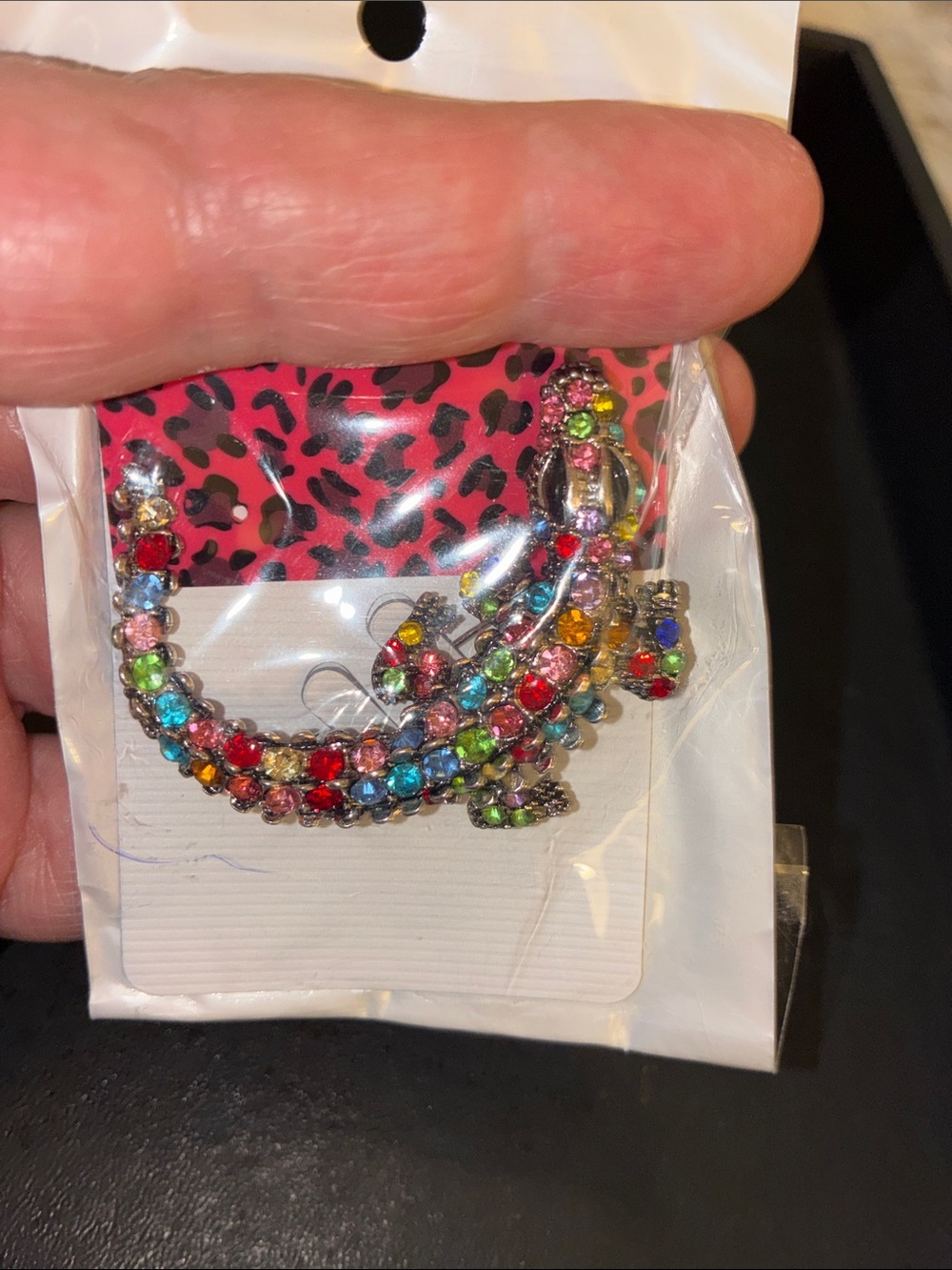 Multicolor Alligator Crystal Brooch - Picture 4 of 7